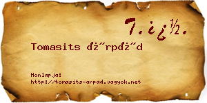 Tomasits Árpád névjegykártya